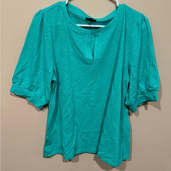 Talbots Tops - Talbots Women’s L split-neckline tee with easy, elbow length sleeves.